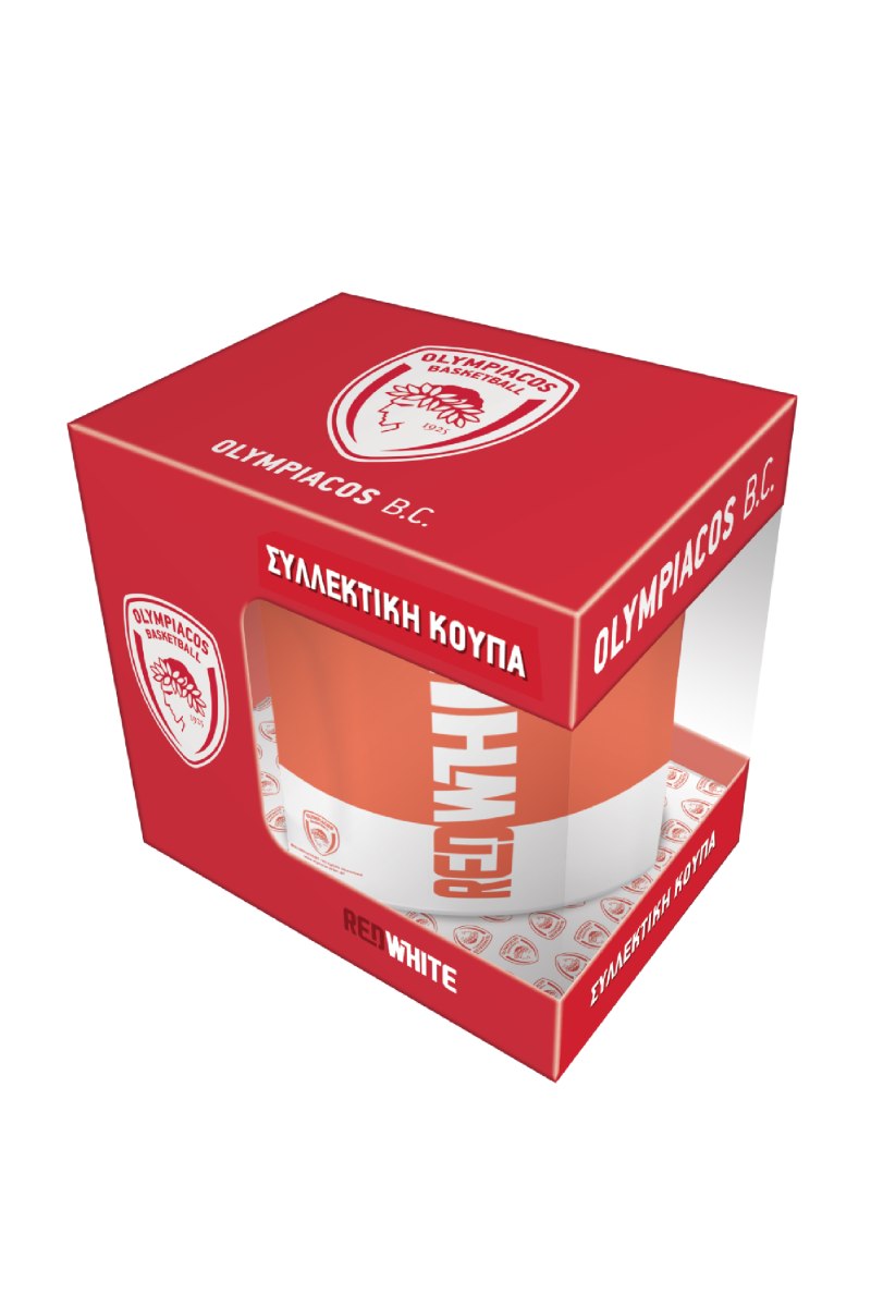 Συλλεκτική κούπα - Ολυμπιακός Μπάσκετ 3 / κόκκινη – λευκή (συσκ)